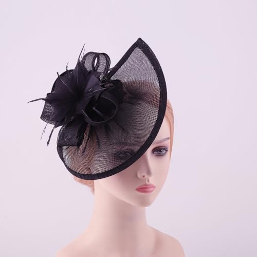 Image of DRESHOW Fascinators Hat Feather Headband Women's Fascinators Tea Party Headwear with Clip Flower Head Band for Girls & Women