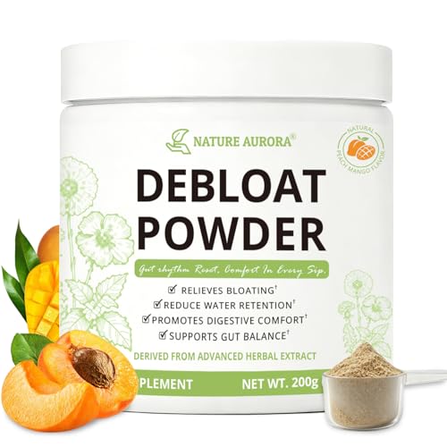 Nature Aurora Debloat Powder for Digestive Health Natural Bloating Relief Water Retention & Gut Balance Support Digestive Enzymes for Women & Men Peach Mango Flavor Non GMO 40 Servings 200g