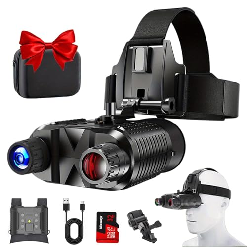 SUZLAZYR Gafas de visión Nocturna para Montar en la Cabeza - Binoculares Recargables Manos Libres con visión Nocturna, Zoom Digital de 8X, Gafas infrarrojas tácticas de 1312 pies para Adultos