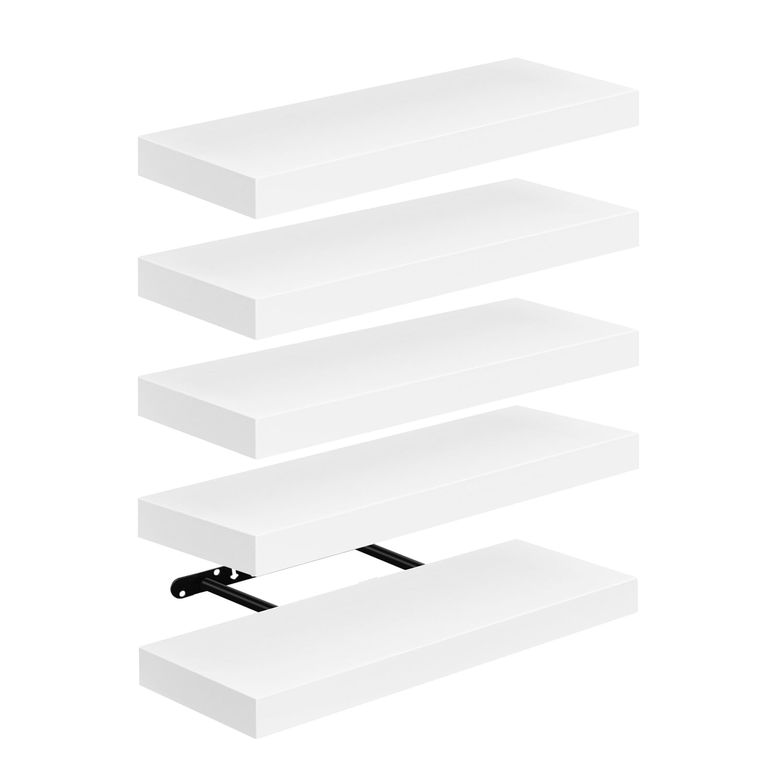 Wandregal, Regale Weiß Wand 40cm, 5er-Set Schweberegal Weiss, Moderne dekorative Regalbrettmit sauber Verarbeitet für Schlafzimmer, Küche, Büro, Wohnzimmer usw