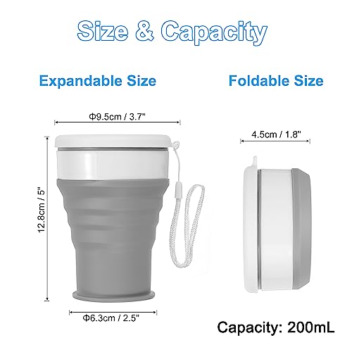 PATIKIL Collapsible Cup, 350mL Travel Folding Cup Silicone Portable Drinking Cup for Camping Hiking Outdoors Gray - Image 2