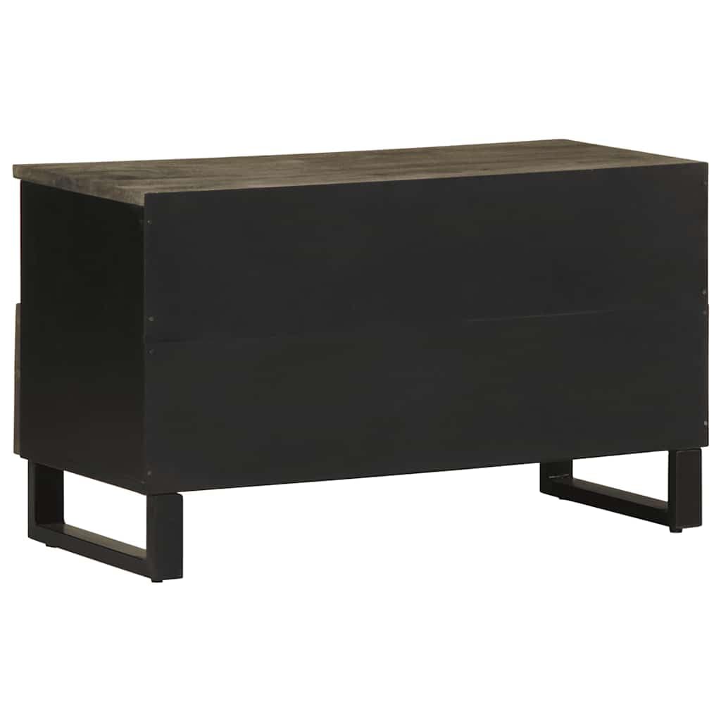 TV-Schrank aus massivem Mangoholz 80x33x46 cm mit Metallfüßen, Lowboard und Sideboard für Wohnzimmer, HiFi Rack, Medienmöbel, Organizer für DVD, Blu Ray, CD und Gaming Zubehör