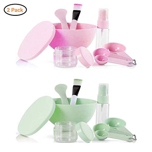 Preisvergleich Produktbild Sarplle DIY Gesichtsmaske Hautpflege Kosmetik Werkzeug 2 Set Maske Gesichtspflege Werkzeuge Facemask Tools Kit Pinsel, Bürste, Schüssel, MessungsLöffel, Sprühflasche