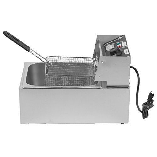 Belovedkai Electric Deep Fryer, 6L Stainless Steel Commercial Electric Deep Fat Fryer Temperature Control Timing Fryer With Drain & Basket,Single Tank/Dual Tank (6L Single Basket) #TOP5