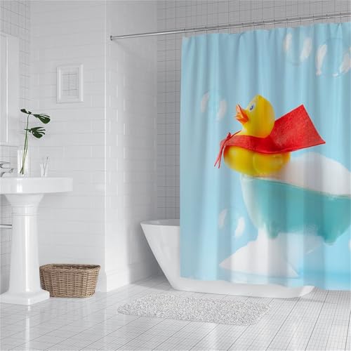 Rideau douche canard imperméable et lesté pour baignoire - 2