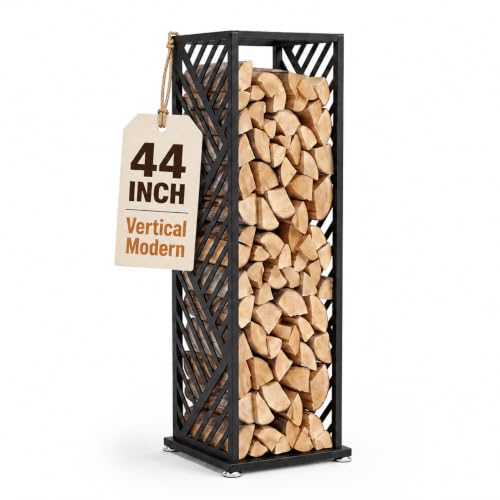 Firewood Rack Indoor, 44 Inch Heavy Duty Vertical Log Holder for Fireplace