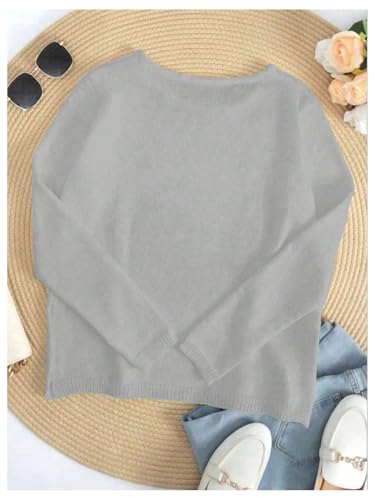 Image of Verdusa Women's Beach Cover Up Sweaters Letter Print Long Sleeve Crochet Crew Neck Knit Sweater Summer Tops