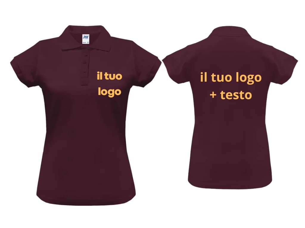 Generico Polo Donna Manica Corta in Cotone Maglia da Lavoro Donna con Logo e Testo Personalizzato Personalizzabile t-Shirt Maglietta Personalizzata con Stampa o Ricamo Ricamata Bianca Nera Blu Grigia