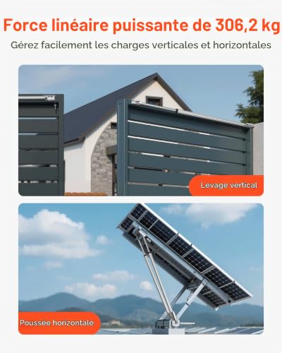 VEVOR Actionneur Linéaire 12 V, Actionneur à Mouvement Linéaire Course 1016 mm, Étanchéité IP65, 3000 N, 5 mm/s, avec Support de Montage, pour Ouvre-portes, Trackers Solaires, Machines Industrielles – vue 2