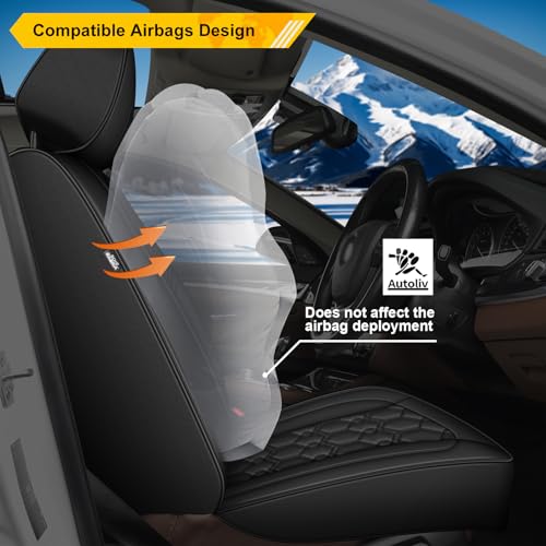 Image of Car Seat Covers for Mazda CX-90 2024-2026 2027 Full Set Faux Leather | Waterproof Breathable Scratch Resistant 360 Wrap Airbag Compatible Easy Clean (5 Seats,Black)