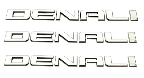 Image of 3pcs Denali Nameplate Emblems Badge Replacement for Gm 07-16 Yukon Sierra Terrain (Chrome)