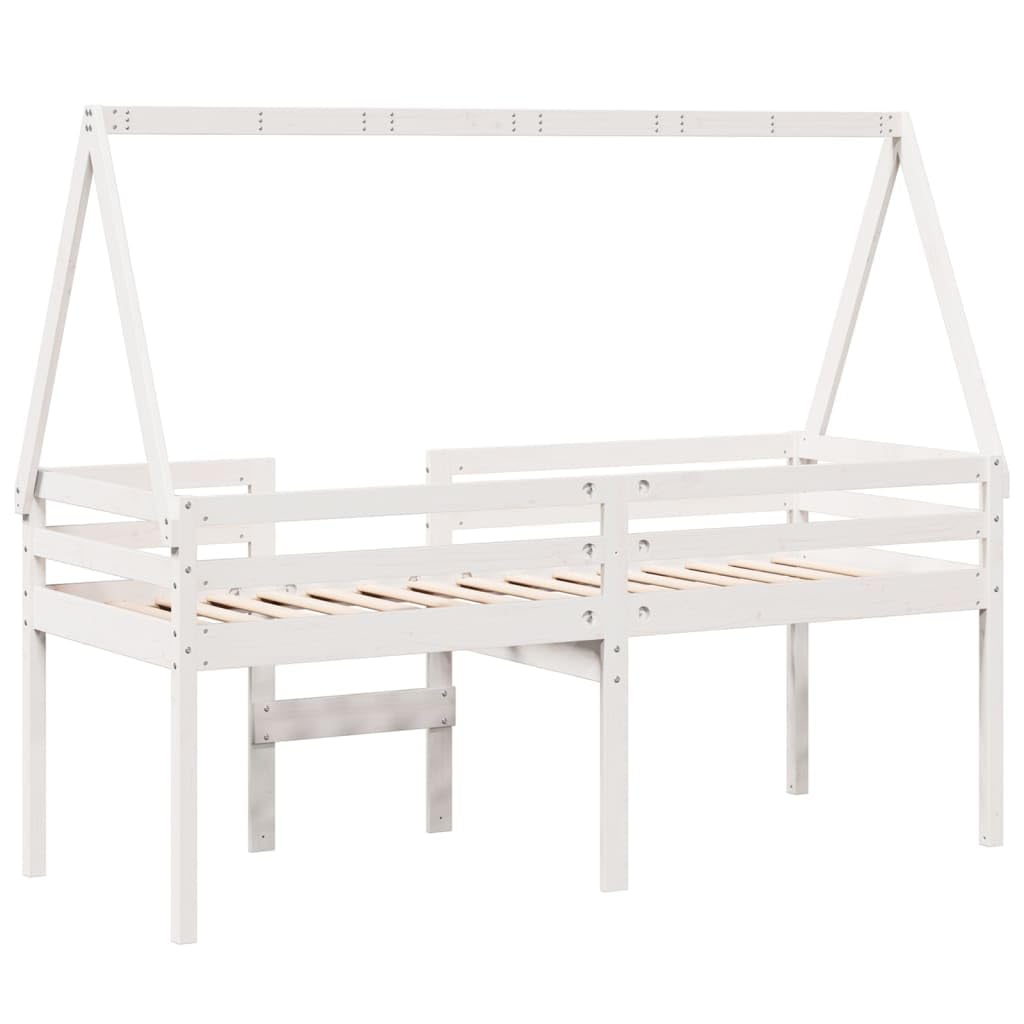Letto a Soppalco con Tetto Bianco 90x200 cm in Legno di Pino,Letto a Soppalco,Letto Soppalco,Letto a Soppalco,Struttura Letto,Letto a Soppalco con Tetto -3282093