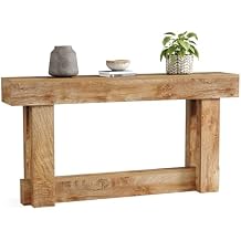 LITTLE TREE 63-Inch Farmhouse Console Table, 2-Tier Wooden Sofa Table Behind the Couch, Narrow Long Entryway Table for Living Room, Entrance, Hallway Natural
