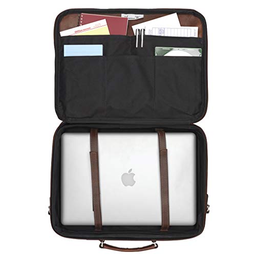 American West Leather -Large Shopper Tote Bag - (Charcoal Brown- Laptop Briefcase)2