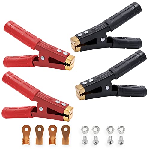 Saihisday 1000A Battery Jumper Cable Clamps Heavy Duty Car Battery Clamps Pure Copper Battery Alligator Clamps for Jump Starter Cables 4PCS
