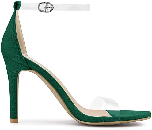 Allegra K Women's Open Toe Clear Ankle Strap Stiletto Emerald Green Heel Sandals 10 M US | Image 5