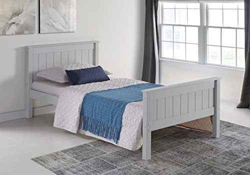 Harmony Twin Size Wood Platform Bed, Dove Gray, Youth Bedroom, Brazilian Pine (Pinus Taeda and Pinus Elliottis), Headboard, Footboard, Side Rails, Slats, Guest