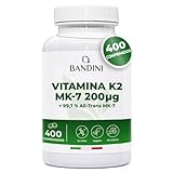 Bandini® Vitamina K2 (100% ALL-TRANS MK-7) 400 Comprimidos Veganos (1...