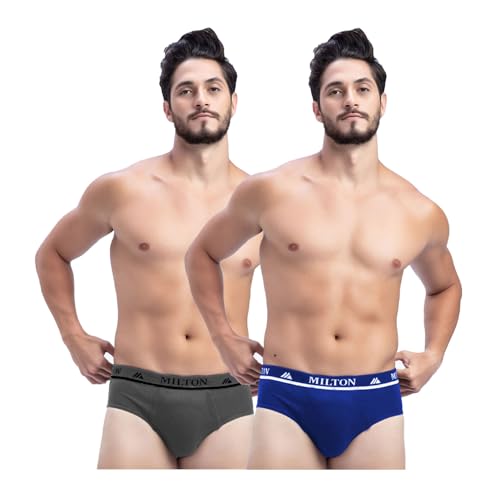 Image of Milton Mens Pure Cotton Solid Briefs|Soft Breathable Underwear for Men|Outer Elastic Comfort Fit Waistband|Skin-Friendly Essentials|Multi-Color, Color Name May Vary as per Availability|Pack of 2
