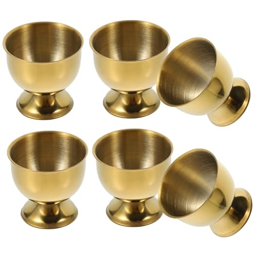 Garneck Egg Holder Silver Gold 6pcs Stainless Steel Egg Cups Egg Stand Cup for Kitchen Boiled Egg St