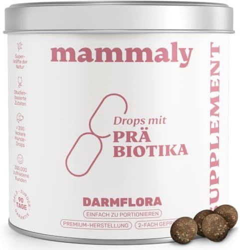 mammaly Präbiotika Darmflora-Drops mit Bierhefe & Lamm (bis 60 Tage) | mit 200 Drops für Magen-Darm - ohne Huhn - gegen Durchfall, Übelkeit - DLG zertifiziert - mit Tierärzten entw
