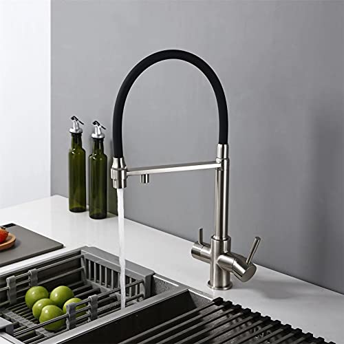 Robinet de cuisine acier inoxydable tri flow pour eau pure