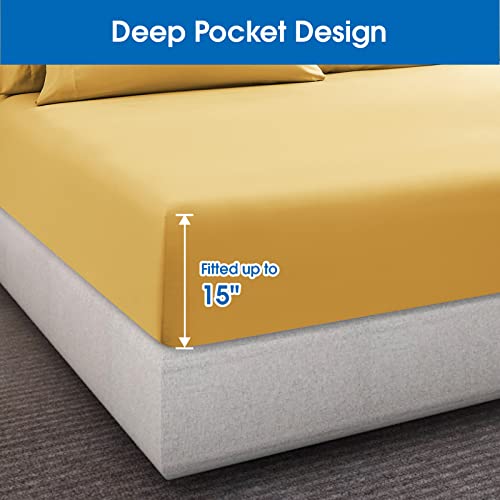 Homeideas Full Size Bed Sheets - 6 Piece Set (Gold) - Extra Soft Brushed Microfiber 1800 Bedding Sheets, Deep Pocket, Wrinkle & Fade Free #TOP2
