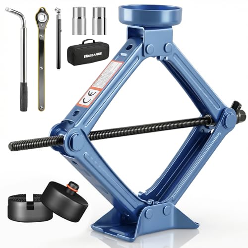 Larbanke 2.5T Car Jack kit Scissors Jack with Tesla Rubber Pad and Universal Rubber Pad Car Jack Kit with Lug Wrench Lifting Range of 4- 15.75 Suitable for Tesla and Universal Models