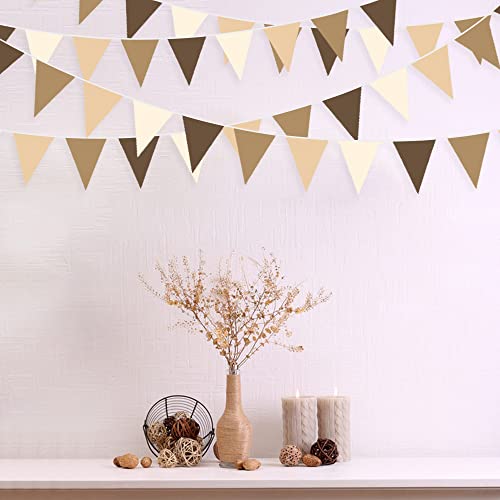 Image of 32Ft Brown Party Decorations Brown Pennant Banner Fabric Triangle Flag Bunting Garland Streamers for Woodland Teddy Bear Baby Shower Jungle Safari Birthday Home Outdoor Garden Decor