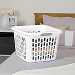Sterilite Laundry Basket, Plastic Clothes Hamper, Large Square Bin with Comfort Grip Handles and Reinforced Rim, 1.5 Bushel Capacity, White, 6 Pack - Image 3