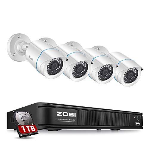 ZOSI H.265+ 1080p Home Security Camera System Outdoor Indoor, 1080N CCTV DVR 8