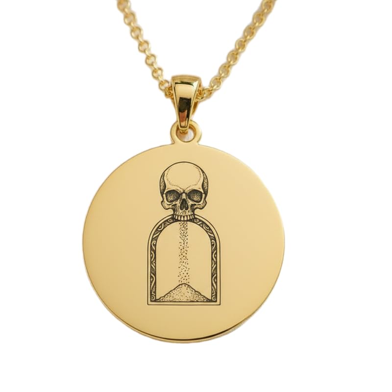 Collier pendentif tête de mort sablier argent 925 or pour homme femme 45cm