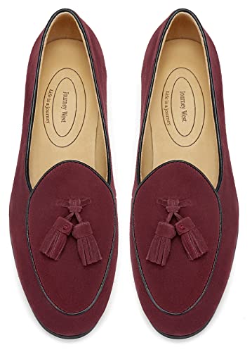 Image of Journey West Suede Tassel Loafer for Women Slip-on Belgian Penny Loafers Shoes for Women in Many Colors