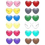 Frunimall Partybrille,Herz Sonnenbrille,Festival Sonnenbrille,Hippie Brille ,Randlose Lustige Sonnenbrille für Woman,Herren Und Kinder,zum Geburtstagsfeier,Fasching,Kleid Zubehör(12 Stück)