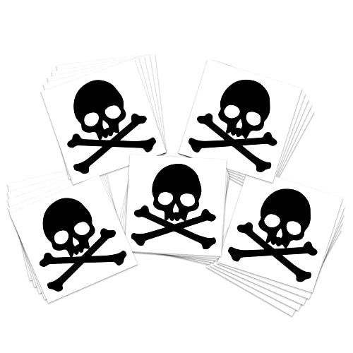 Skull & Crossbones Temporary Tattoos/Black/Perfect for Pirate Themed Events - Halloween - Sporting Events/Skin Safe/Removable (25-Pack)