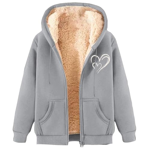 Chaqueta con capucha talla grande XXXXL forro polar pesado gris
