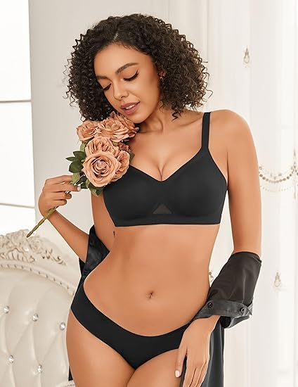 Avidlove Women's Seamless Bras Full Coverage Tshirt Bra for Women with Padded Everyday Bra Black XL - Image 2