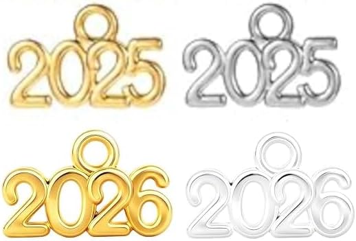 1 Piece Single 2025 or 2026 Year Charm – Custom Gold or Silver Colored Zinc Alloy Year Charm for Jewelry Making, Necklace & Bracelet, Ships from California