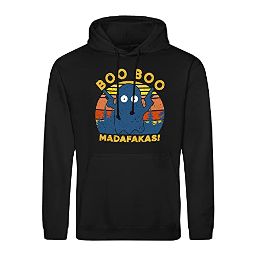 B&S Boutique Retro Boo Boo Madafakas Pew Pew Shirt Ghost Halloween Funny Gift Cozy Sweat A Capucha Noir Unisex Size L