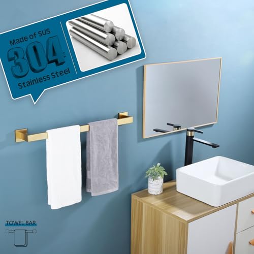 Image of KOKOSIRI 20 Inch Towel Bar Bathroom Towel Bar Kitchen Dish Cloths Hanger Hand Towel Holder Stainless Steel Wall Mount, Brushed Gold, B4003BG-L20