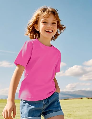 Image of KEREDA 4 Pack Girls Short Sleeve Shirts Cotton T-Shirts Summer Basic Tees Tops Clothes for Kids