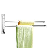 Sumnacon™ Silver Stainless Steel Wall-Mounted Towel Rail Swivel Bars Bathroom Towel Rack Hanger Holder Organizer (2 Bar)