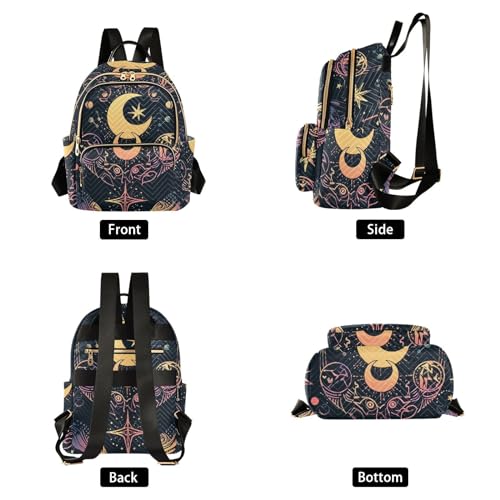 Image of ALAZA Moon Stars Alchemy Witch Small Backpack Purse for Women Travel Bag Fashion Daypack Back Pack Shoulder Bag
