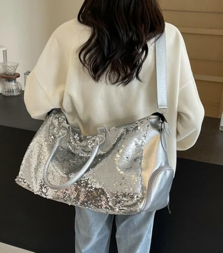 Premium Large Capacity Gym Travel Yoga Bag for Women Sequin Handbag with Wet or Dry Compartment4