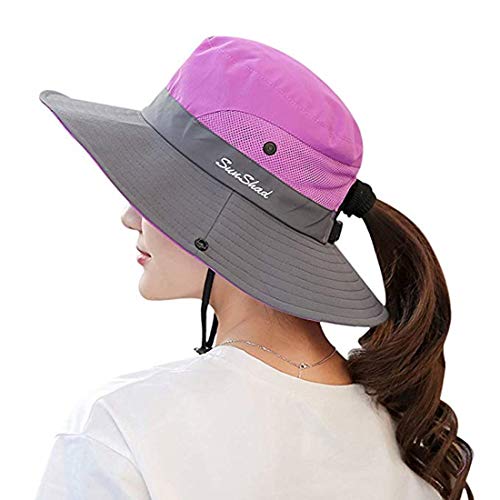 Duakrs Premium Outdoor UPF 50+ Wide Brim Sun Hat Waterproof UV Protection Bucket Mesh Boonie Hat Adjustable Fishing Cap for Men Women and Children … Purple - image 1