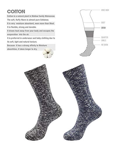 1SOCK2SOCK - Mens Thick Wicking Thermal Turkish Cotton Crew Socks - Cold Weather & Hiking3