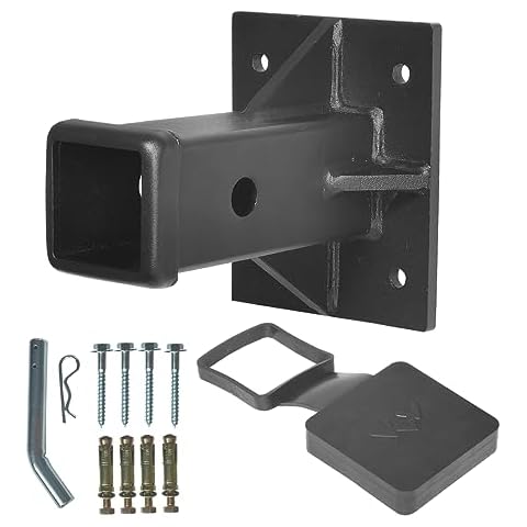 Hitch Wall Mount, Bolt-On Receiver Tube Adapter, 2 Inch Opening Hitch Receiver Plate Tube, Bumper Trailer Hitch Receiver, Universal Towever Hitch Extender (Include Cover and Pin&Clip) Cover