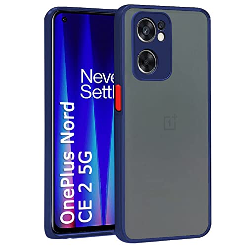 Image of TheGiftKart Smoked Translucent Protective Hard Back Case Cover for OnePlus Nord CE 2 5G (TPU & PC | Blue Bumper)