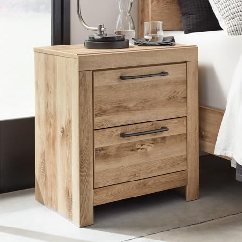 Image of Signature Design by Ashley Rustic Nightstand with USB, Brown Bedside Table