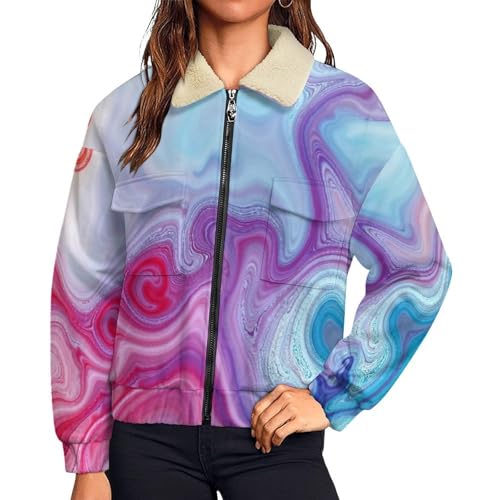 Veste polaire femme vortex abstrait douce en peinture à l'huile dégradée